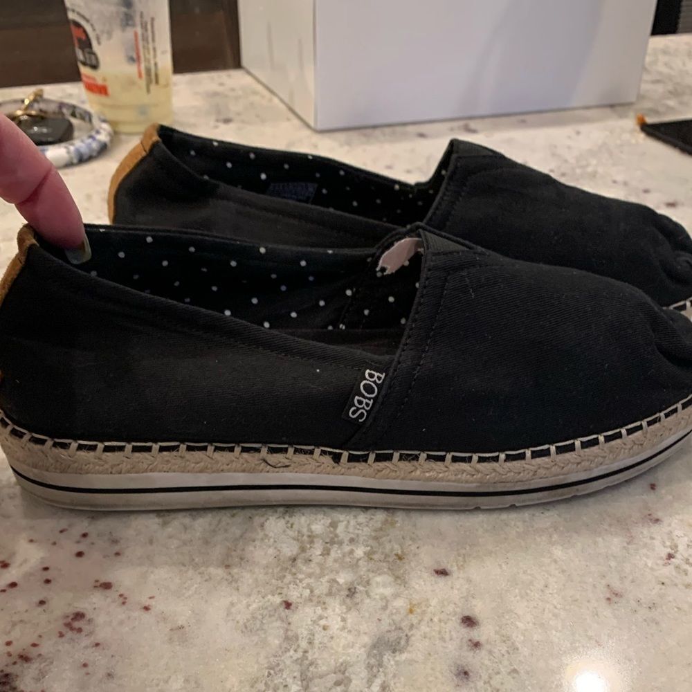 Bobs Black Espadrille Flats sz 8.5 EUC